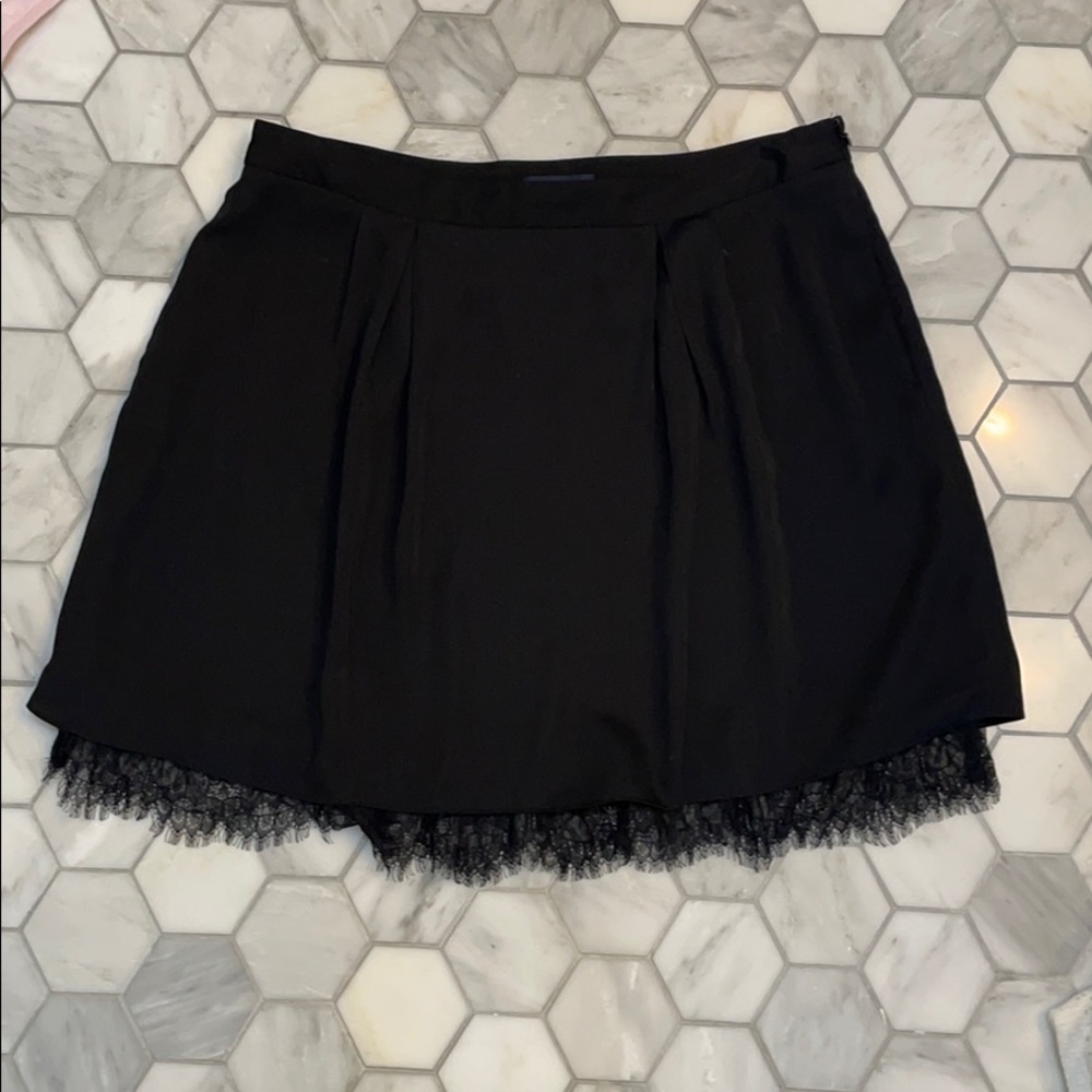 Black mini skirt w/ eyelash lace trim from Gap